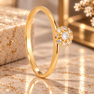 Anel Dourado com 9 Pedras de Zircônia