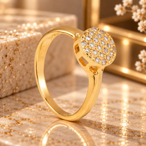 Anel Dourado Chuveirinho Cravejado de Zircônia