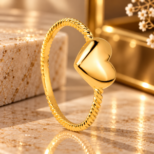 Anel Dourado de Falange Coração